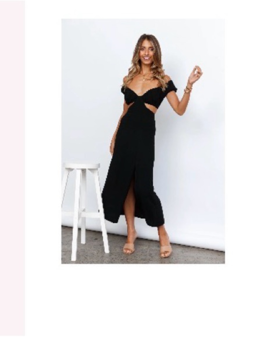 Hello Molly Black Linen Cutout Midi Dress